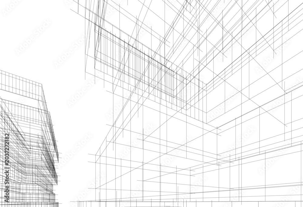Fototapeta premium Architectural drawing. Vector 3d illustration