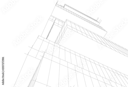 Architectural drawing. Vector 3d illustration