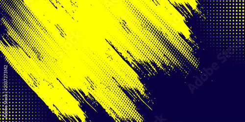 Sports Yellow halftone on blue background. Vector dotted sparkles or halftone abstract pattern