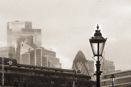 London Cityscape with Traditional Lamp Post