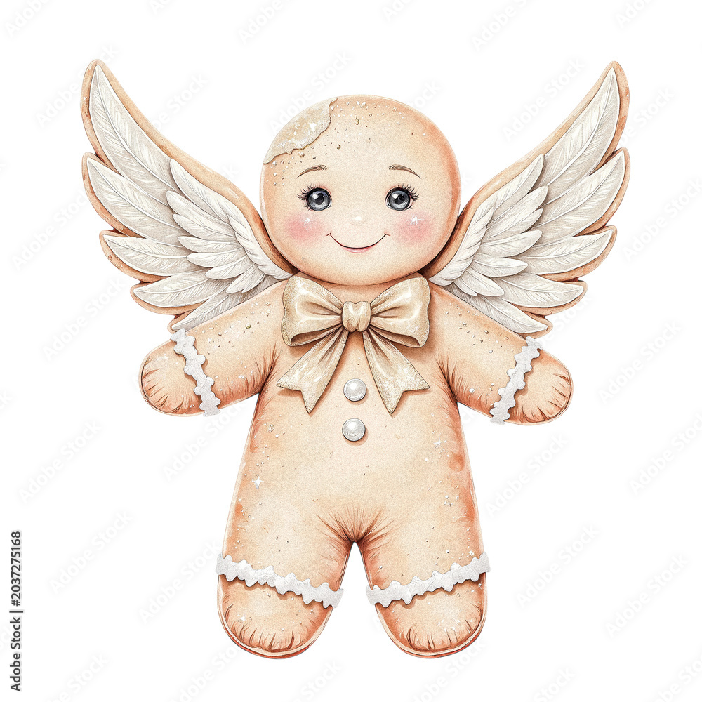 Fototapeta premium Angel Gingerbread Cookie Christmas Clipart PNG