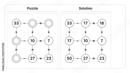 Canvas Print Number reasoning puzzle with solution