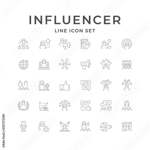 Set line icons of influencer
