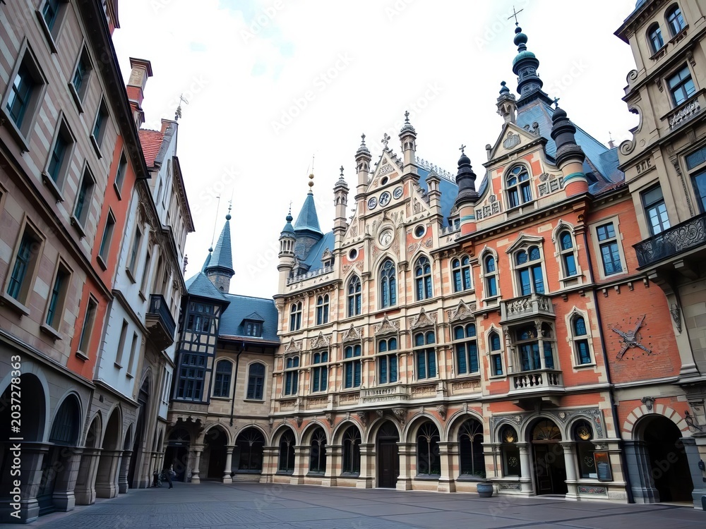 Obraz premium Unique blend of medieval and baroque styles in a single building, architecture, historic