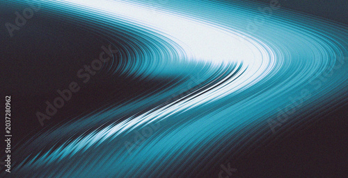 Abstract dark background with glowing teal cyan ribbed curve wave and luminous white edge for premium cinematic technology design
