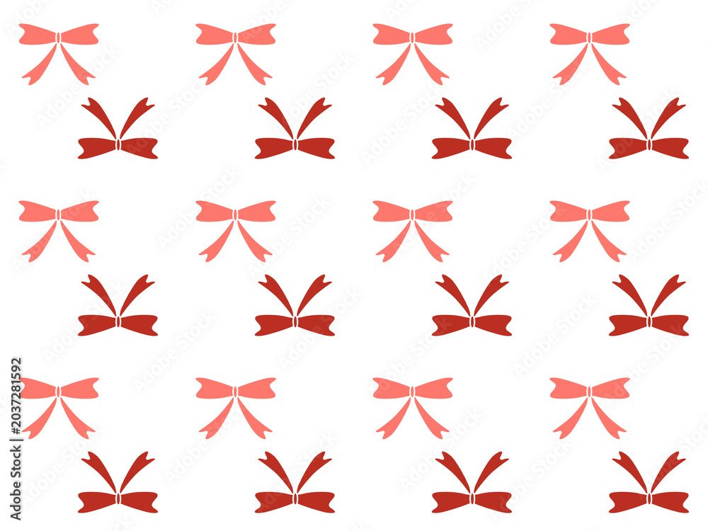 Obraz premium Seamless pattern featuring rows of red and pink bows arranged in a cute repeating design. Perfect for wallpapers, fabric printing, wrapping paper, stationery, gift packaging, scrapbook projects