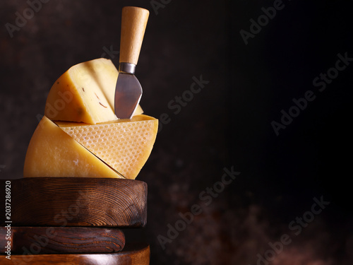 Farm product organic cheese assortment, rustic style