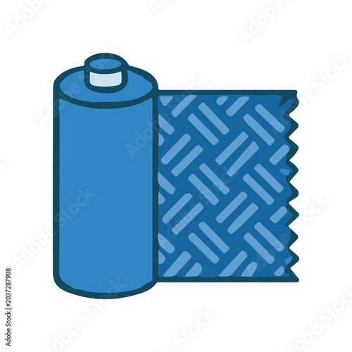фотографія Blue roll of paper towels standing.