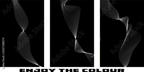 Foto Abstract triptych art featuring shimmering particle streams in dark frames abstr