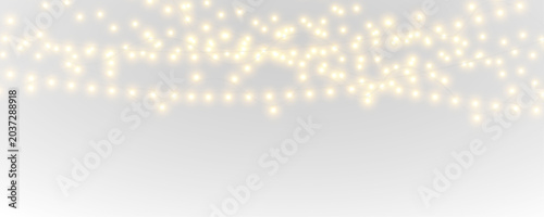 Elegant glowing garland shines softly. PNG isolated festive decoration for creative projects. Bright accents enrich compositions.