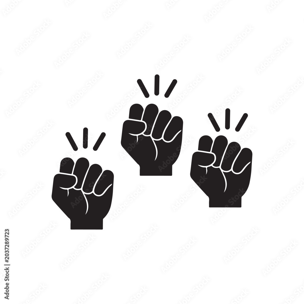 Obraz premium Fist Raised Up Vector Icon Protest Power Symbol Design Element 
