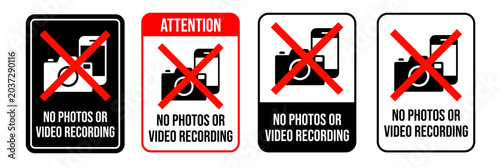 Fotografija No photo, video recording and phone prohibition sign set