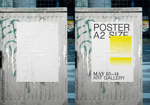 Mockup Of Customizable A2 Poster Pasted To Wall