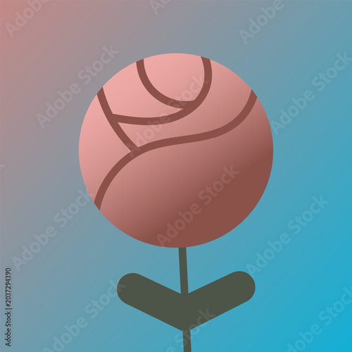 Abstract floral bloom illustration with minimalist botanical design and pastel gradient background in modern aesthetic style.