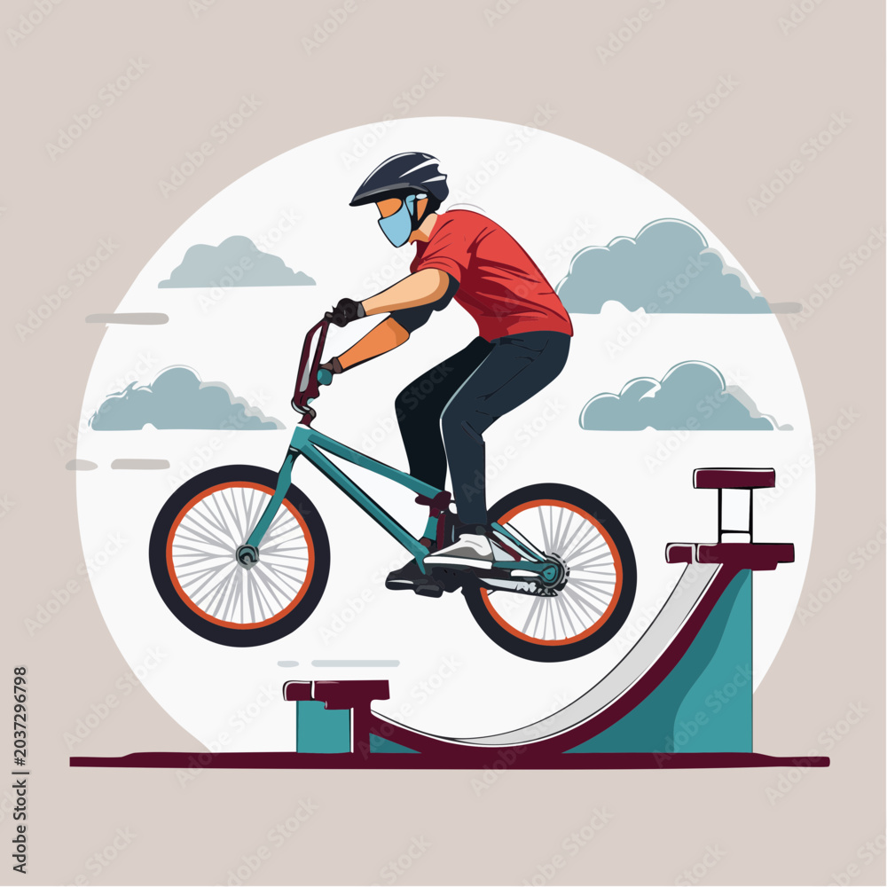 Naklejka premium BMX Rider Performing a Jump