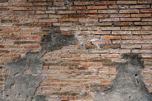 Textured antique brick wall surface for abstract graphic design background, Vintage red brick wall background