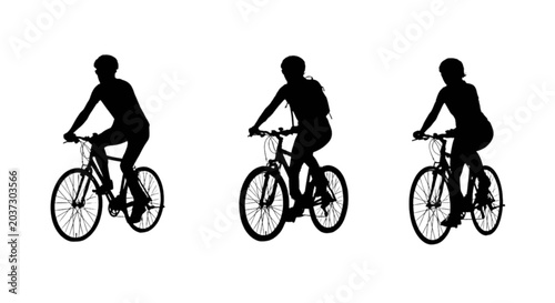 Tableau sur toile Silhouette of cyclist riding bicycle in three stages