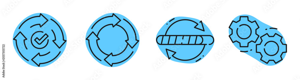 Φωτογραφία Circular arrows and gears indicating process and synchronization