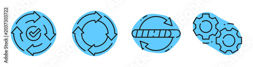 Fotografija Circular arrows and gears indicating process and synchronization