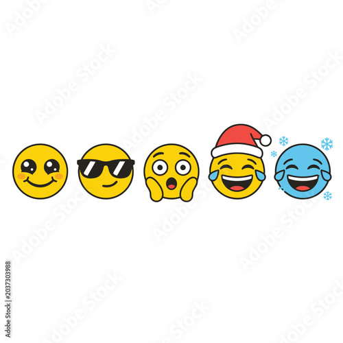 Emoticon faces with different expressions.