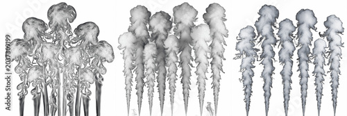 Quadro su tela Ethereal White Smoke Fog Column PNG Set, Artistic Transparent Vapour Clouds for