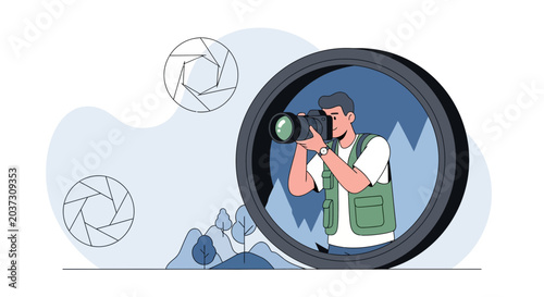Photographer Capturing Landscape Through Camera Lens Icon