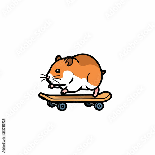 Cute hamster riding a skateboard