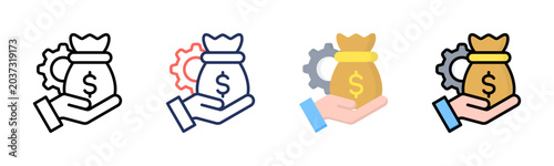 Foto Wages icon set multiple style collection