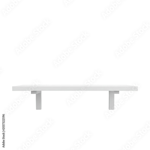 Clean white shelf with subtle shadows for product display or home decor, isolated on transparent background.