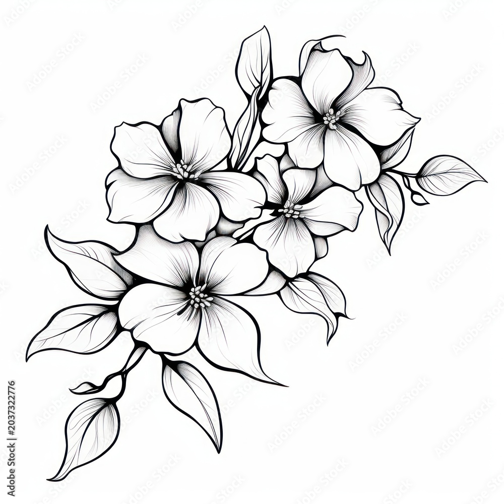 Obraz premium Hudrangea pattern drawing sketch.