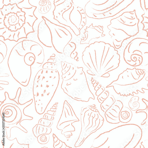 Fotografija Vector seamless pattern with hand drawn sea shells