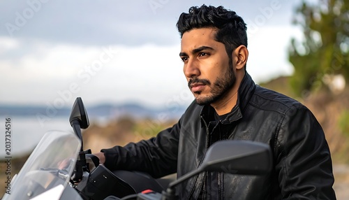 A man riding a motorcycle outdoors