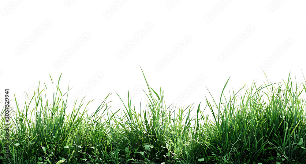 Obraz premium Green grass field edge with natural lawn texture isolated transparent PNG