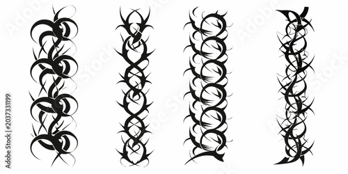 Slika na platnu Black tribal style ornamental designs on a white background