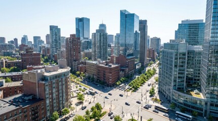 drone capturing aerial view of an urban cityscape during daylight hours