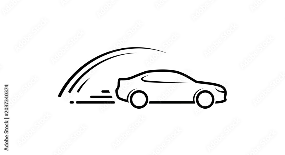 Fototapeta premium A simple line drawing of a speeding car.