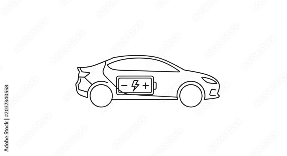 Fototapeta premium Electric car with charging plug.
