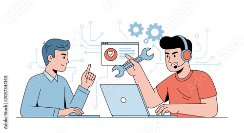 Technical Support Team Working on Computer System Security