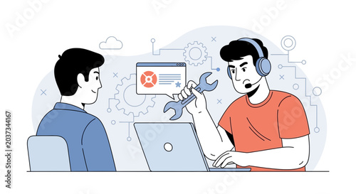 Technical Support Service: Consultation and Repair Illustration