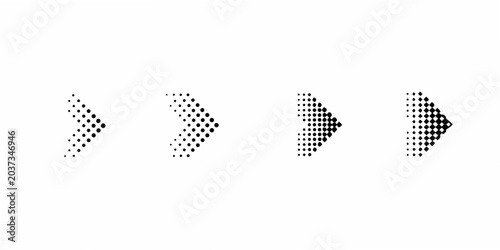 Tableau sur toile Four arrows progressing from sparse to dense dot patterns