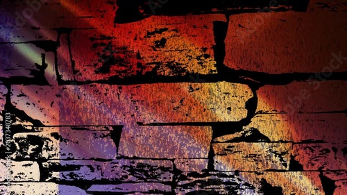 Abstract colored background with grunge texture, brickwork and digital noise, purple pink. Fast looping animation for videos.