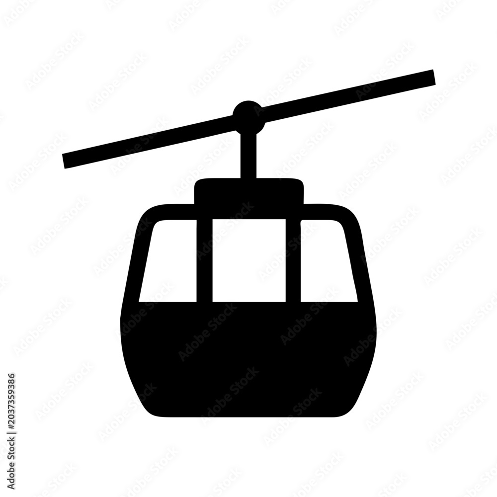 Fototapeta premium Cable Car Gondola Lift Vector Silhouette Minimalist Icon