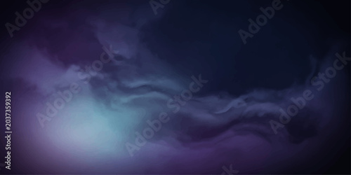 Fotografía Mysterious smoky wisps in ethereal hues of purple and blue swirl and dance against a dark, atmospheric backdrop, creating a sense of depth and wonder