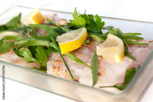 Close-up of a fish dish before cooking