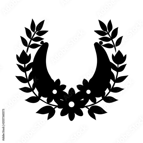 Floral Horseshoe Silhouette Vector Graphic