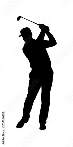 Golfer Mid-Swing Silhouette Vector