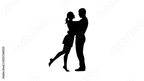 Romantic Couple Hugging Silhouette Vector