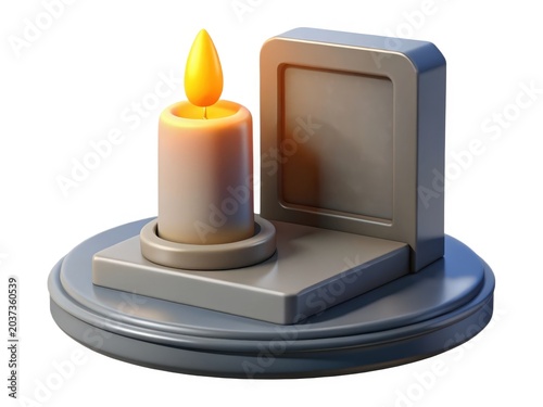 3D Rendering of a Candle on a Stand