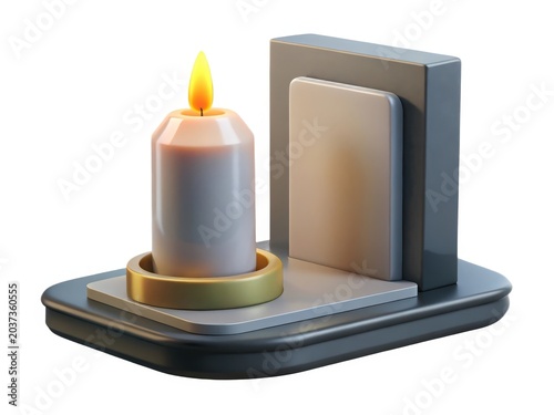 Illustrated Candle on Modern Candle Holder