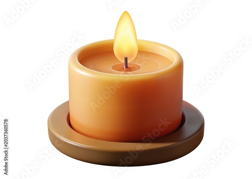 Illuminated Candle in Brown Candle Holder